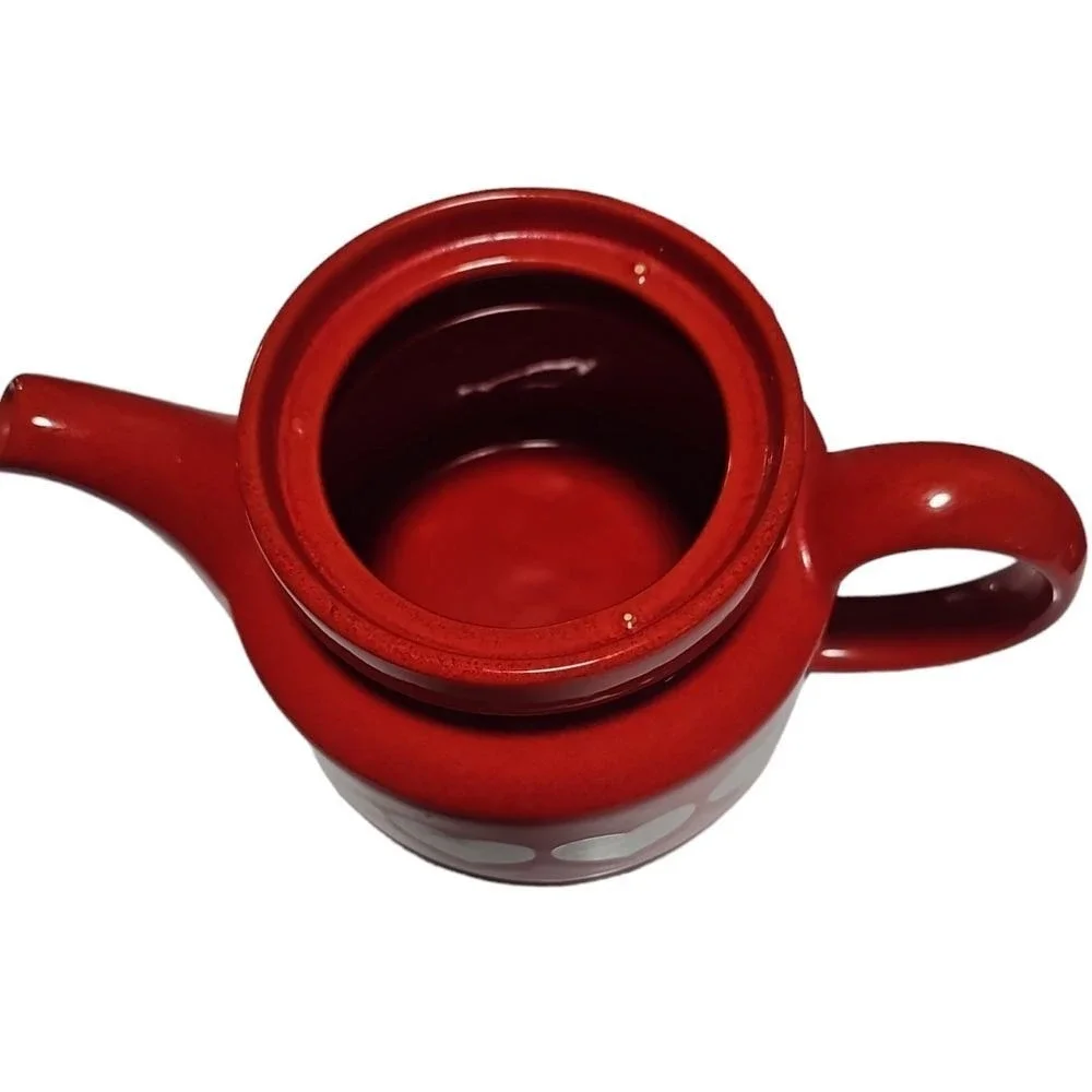 Vintage Wächtersbach‎ Red Heart Teapot W. Germany Ceramic White Hearts